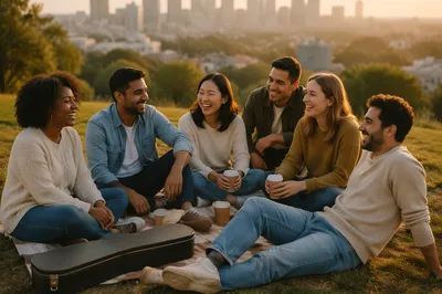 Diverse Young Friends Laughing in Park