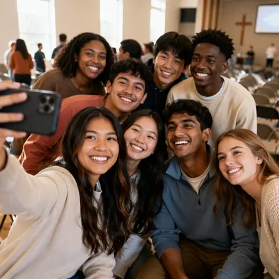 Diverse Youth Group Taking a Selfie