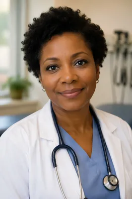 Compassionate Doctor Portrait in Modern Clinic