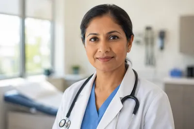 Compassionate Woman Doctor in Modern Clinic