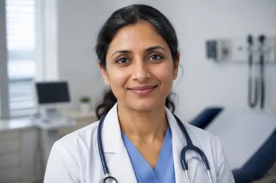 Compassionate Female Doctor Portrait in Clinic