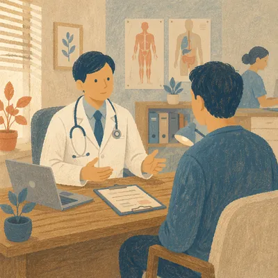 Reassuring Doctor Consultation in Modern Office