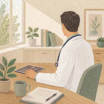 Calm Doctor in Modern Medical Office