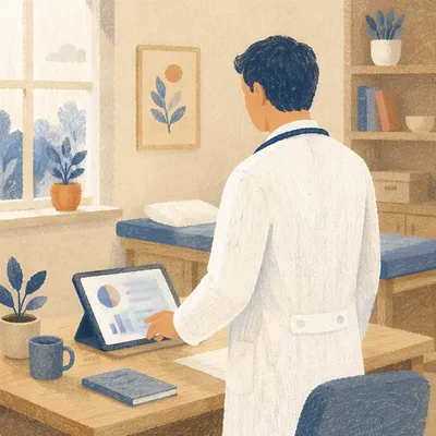 Reassuring Doctor in Calm Medical Office