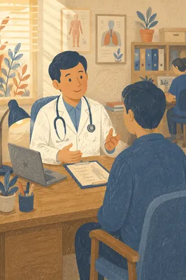 Reassuring Doctor Consultation in Modern Office