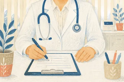 Doctor With Stethoscope at Office Desk