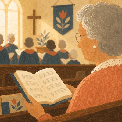 Elderly Choir Member Singing Sunday Hymn