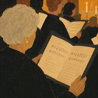 Elderly Choir Member with Hymnal on Sunday