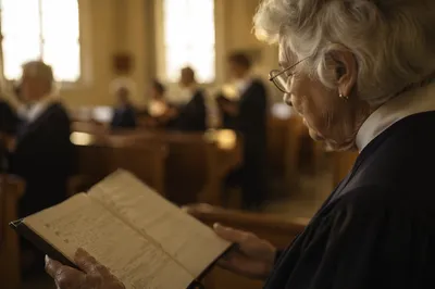 Elderly Choir Member Singing Sunday Hymn