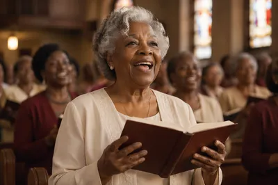 Elderly Choir Singer With Open Hymnal