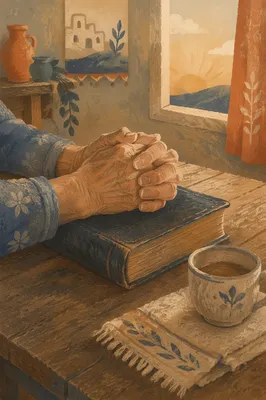 Elderly Hands in Morning Prayer