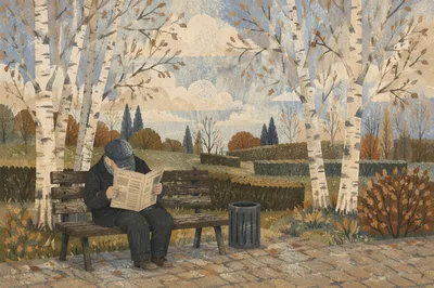 Elderly Man Reading Newspaper in Park
