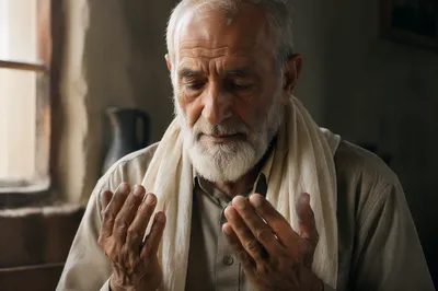 Elderly Middle Eastern Man in Prayer