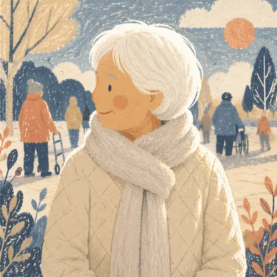 Gentle Elderly Portrait in Winter Light