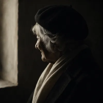 Dignified Elderly Silhouette with Gentle Smile