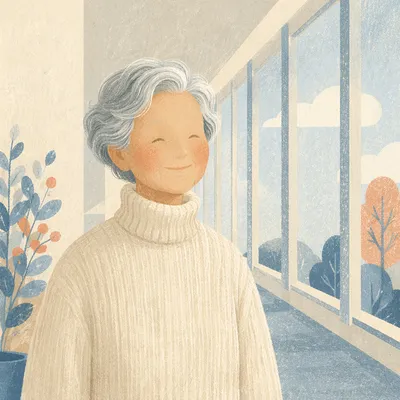 Gentle Elderly Portrait by Bright Windows
