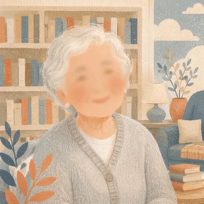 Gentle Elderly Portrait in Quiet Library