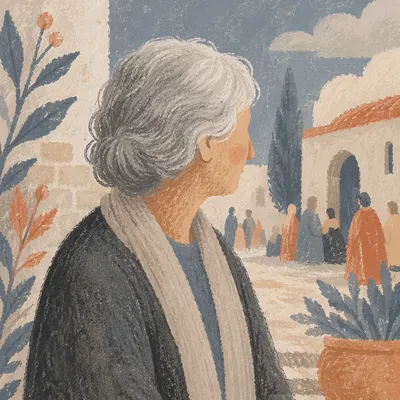Peaceful Elderly Portrait in Soft Gray Light