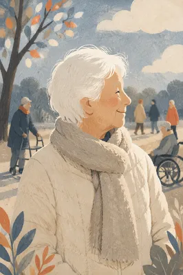 Gentle Elderly Portrait in Winter Sunlight