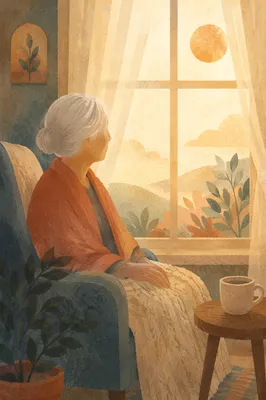 Gentle Elderly Portrait by Morning Window