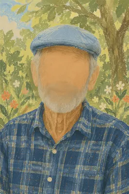 Gentle Elderly Man Portrait in Garden Light
