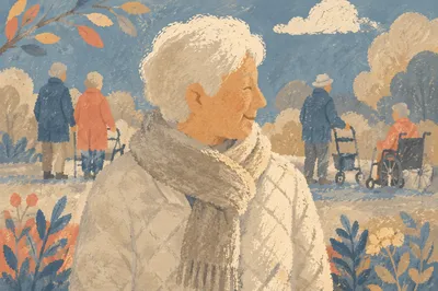Gentle Elderly Portrait in Winter Sunlight