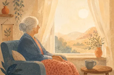 Gentle Elderly Portrait by Morning Window