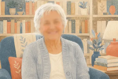 Gentle Elderly Portrait in Quiet Library