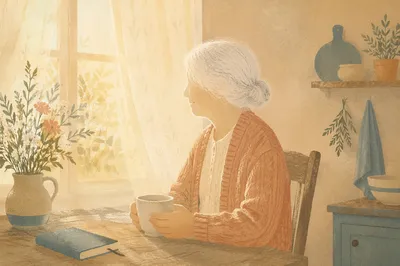 Gentle Elderly Portrait by Morning Window