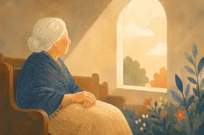 Gentle Elderly Portrait by Chapel Window