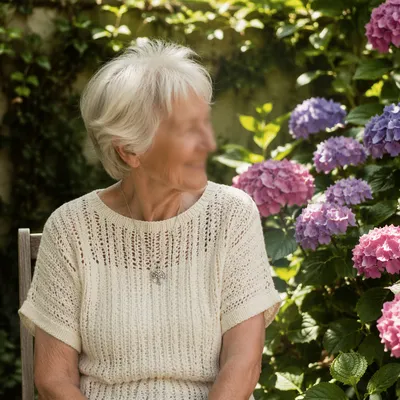 Gentle Elderly Woman in Garden Portrait