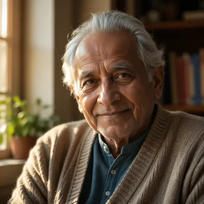 Gentle Elderly South Asian Man Portrait