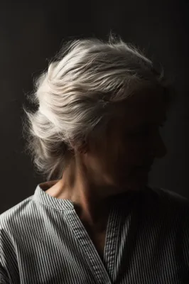 Gentle Elderly Portrait in Soft Monochrome
