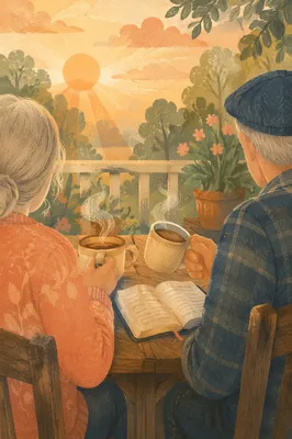 Older Couple on Morning Porch