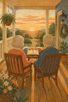 Older Couple on Quiet Morning Porch