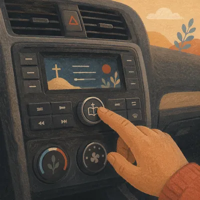 Hand Pressing Car Audio Console Button