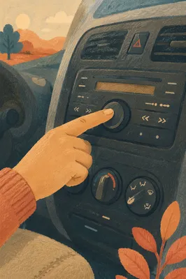 Hand Pressing Car Audio Dashboard Button