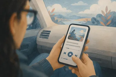 Passenger Holding Smartphone Inside Family Car