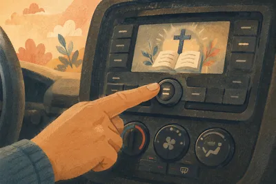 Hand Pressing Car Audio Console Button