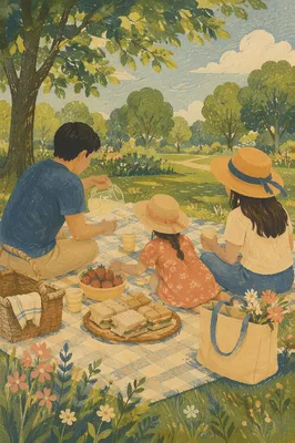 Sunny Family Picnic in Peaceful Park