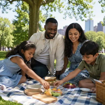 Joyful Family Picnic in Sunny Park