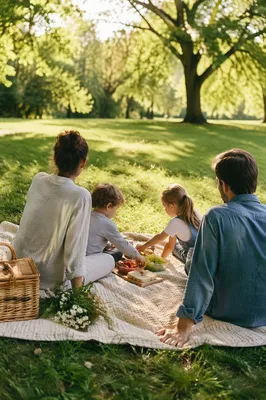 Sunny Family Picnic in Green Park