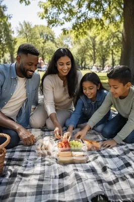 Family Picnic on Sunny Park Blanket