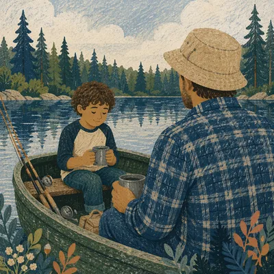 Father and Son Fishing Faith Conversation