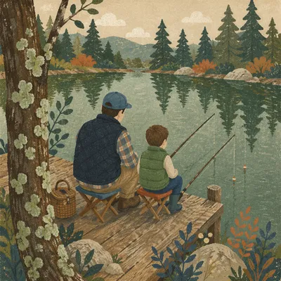 Father and Son Fishing in Faith