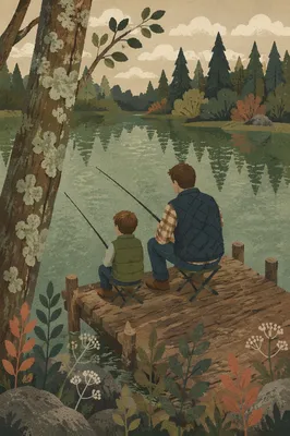 Father and Son Fishing in Faith