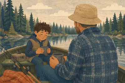 Father and Son Fishing Faith Conversation