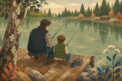Father and Son Fishing in Faith