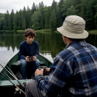 Father and Son Fishing Faith Conversation