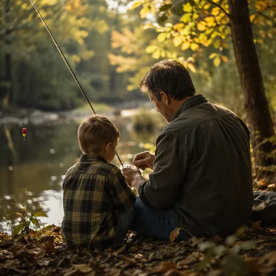 Father and Son Fishing Faith Conversation